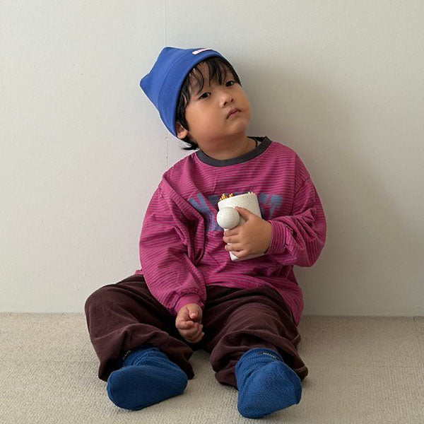 Cotton Stripe Tee Korean toddler t-shirt in navy made in Korea