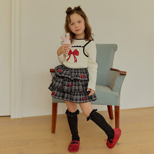 Check Petite Skirt Korean toddler skirt in pink made in Korea