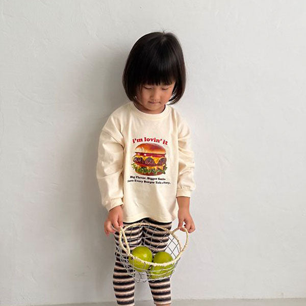 Hamburger Long Sleeve Tee Korean toddler t-shirt in solid color made in Korea