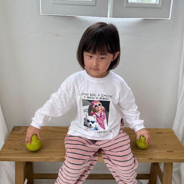 Little Girl Long Sleeve Tee Korean toddler t-shirt in solid color made in Korea