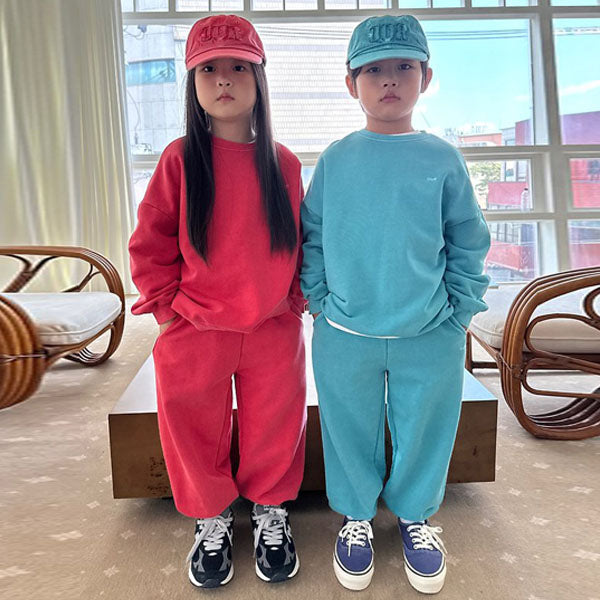 Native Garment-Dyed Set-Up Korean toddler set in red made in Korea