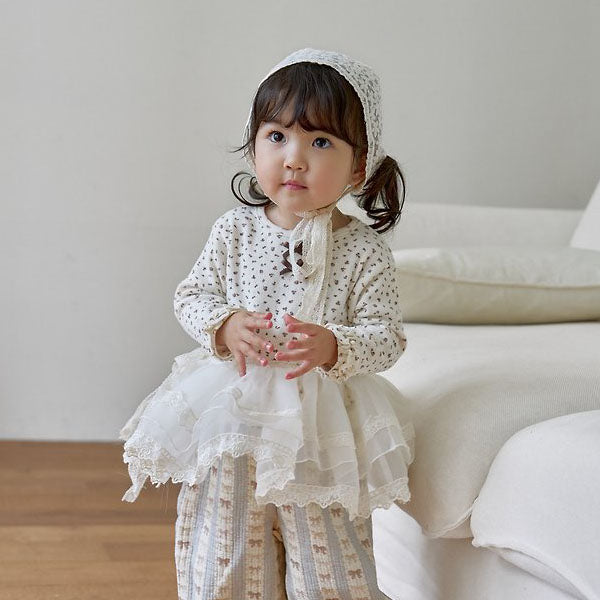 Ruffle T-Shirt Korean toddler t-shirt in cream made in Korea