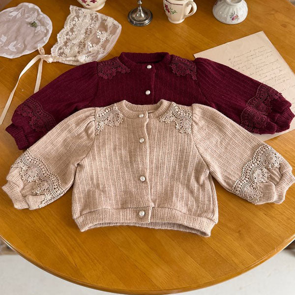Monica Cardigan Korean toddler sweater in beige made in Korea