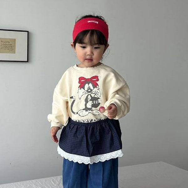 Layered Check Apron Korean toddler accessory in navy made in Korea