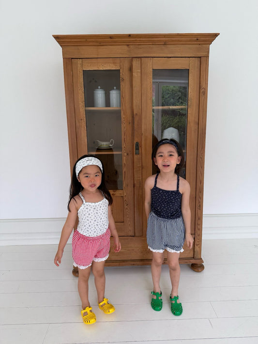Crinkle Floral Tank Top Korean toddler tank top in ivory made in Korea