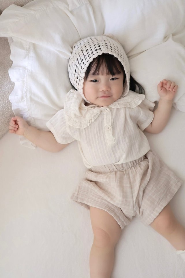 Moel Collar Blouse Korean infant blouse in ivory made in Korea