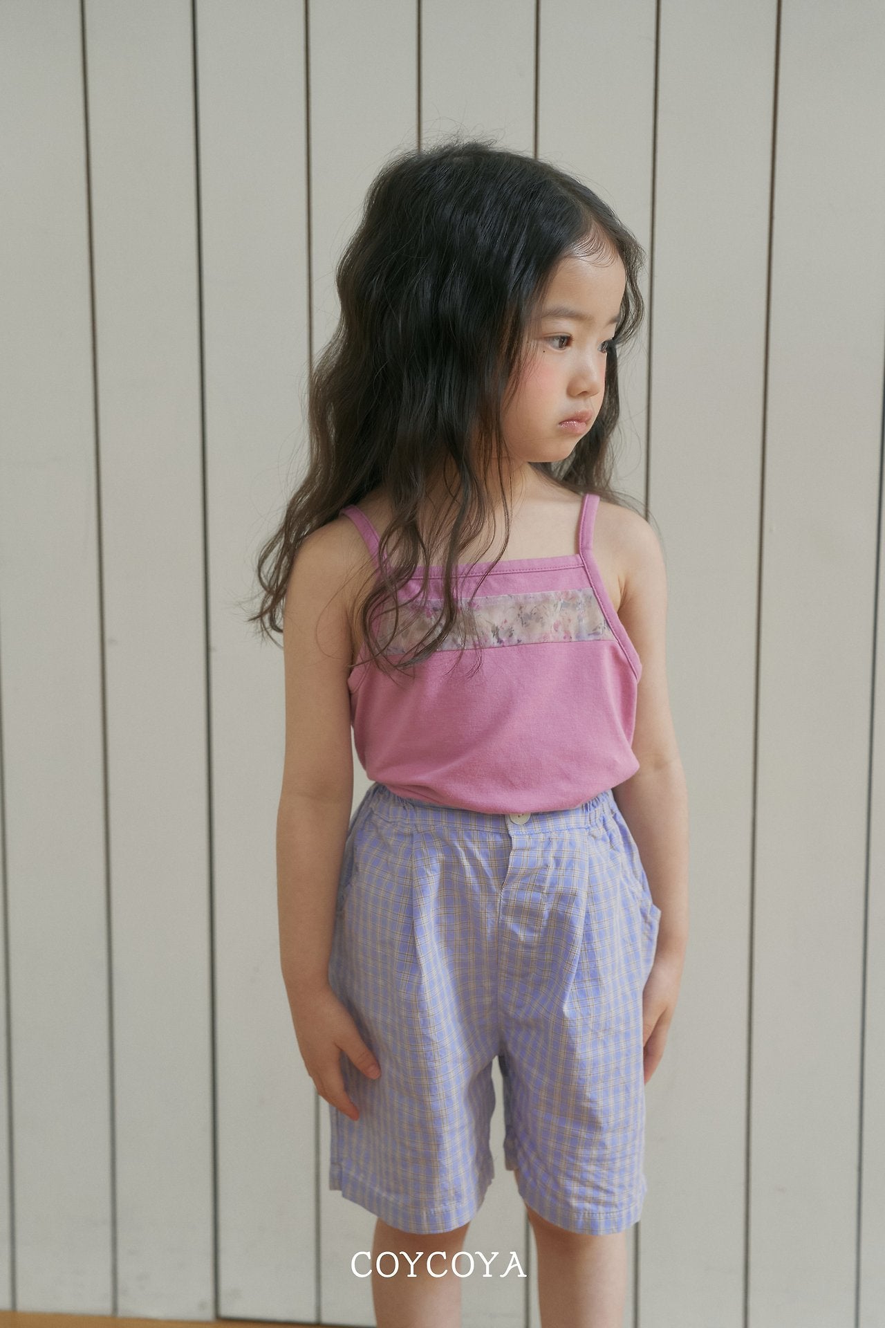 Retro Check Bermuda Pants Korean toddler pants in beige check made in Korea