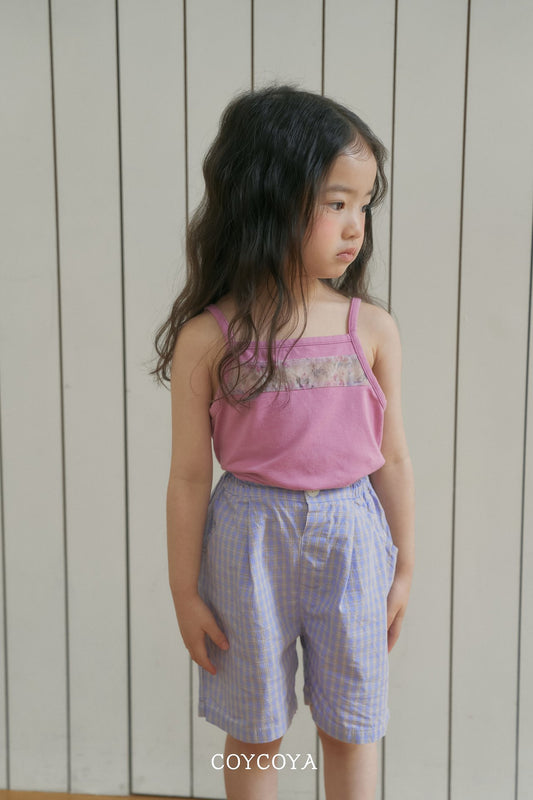 Retro Check Bermuda Pants Korean toddler pants in beige check made in Korea