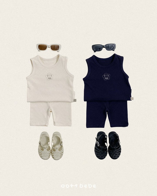Cotton Pure Tank Top Loungewear Korean toddler tank top in cream made in Korea