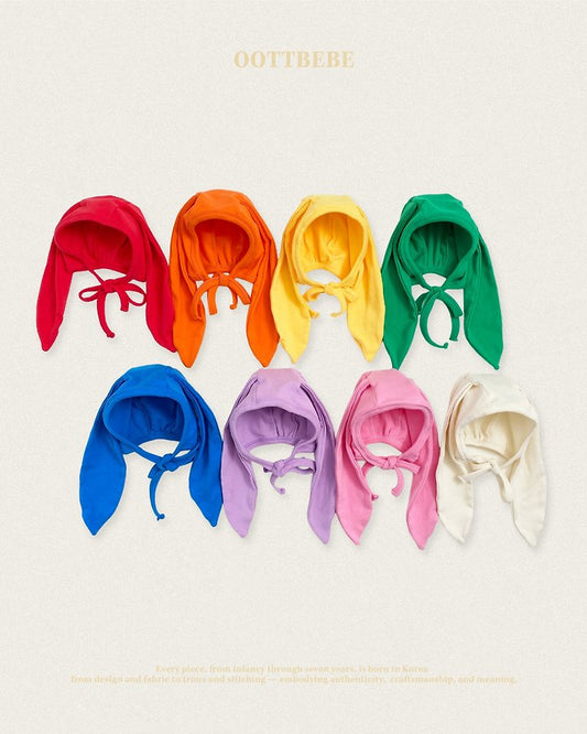 Rainbow Bunny Bonnet Korean infant accessory in red made in Korea