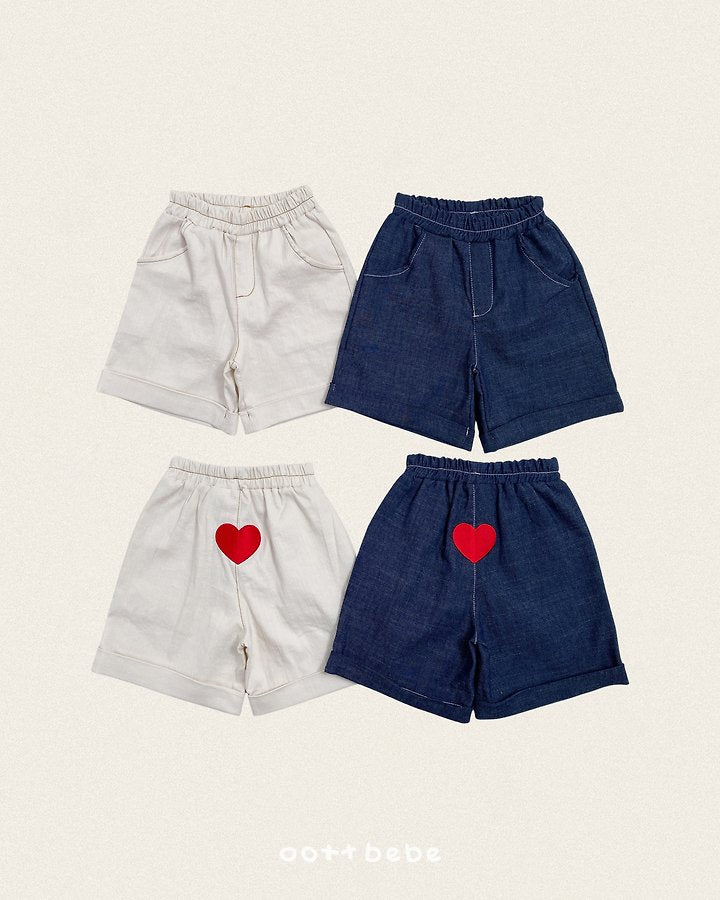 Heart Denim Turn-Up Pants Korean toddler pants in denim made in Korea