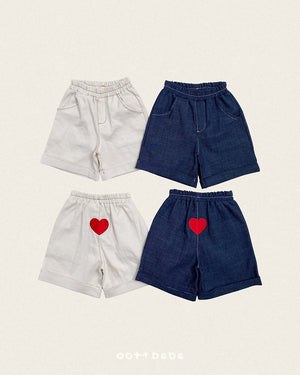 Heart Denim Turn-Up Pants