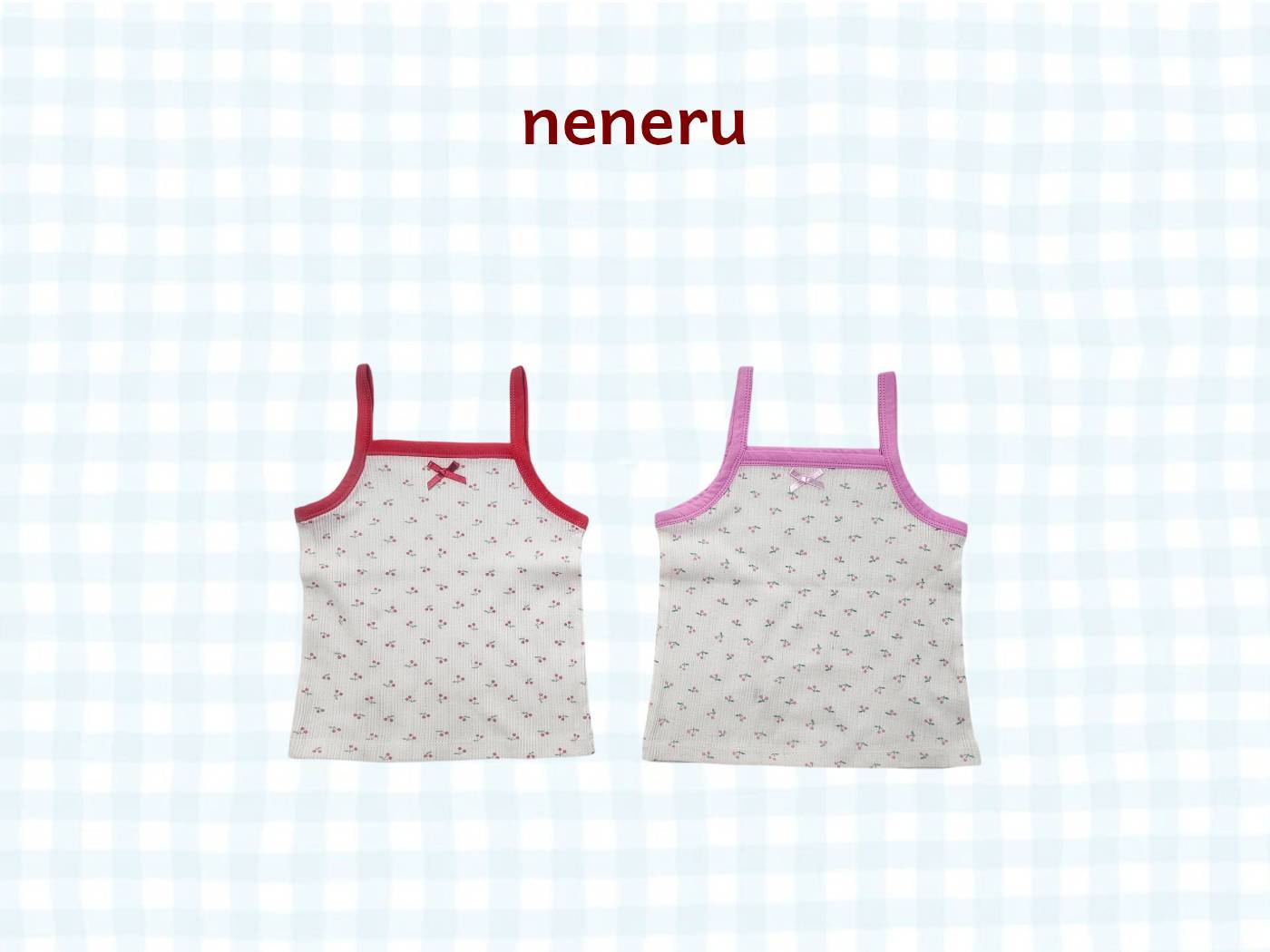 Cherry Spaghetti Strap Top Korean infant tops in pink made in Korea