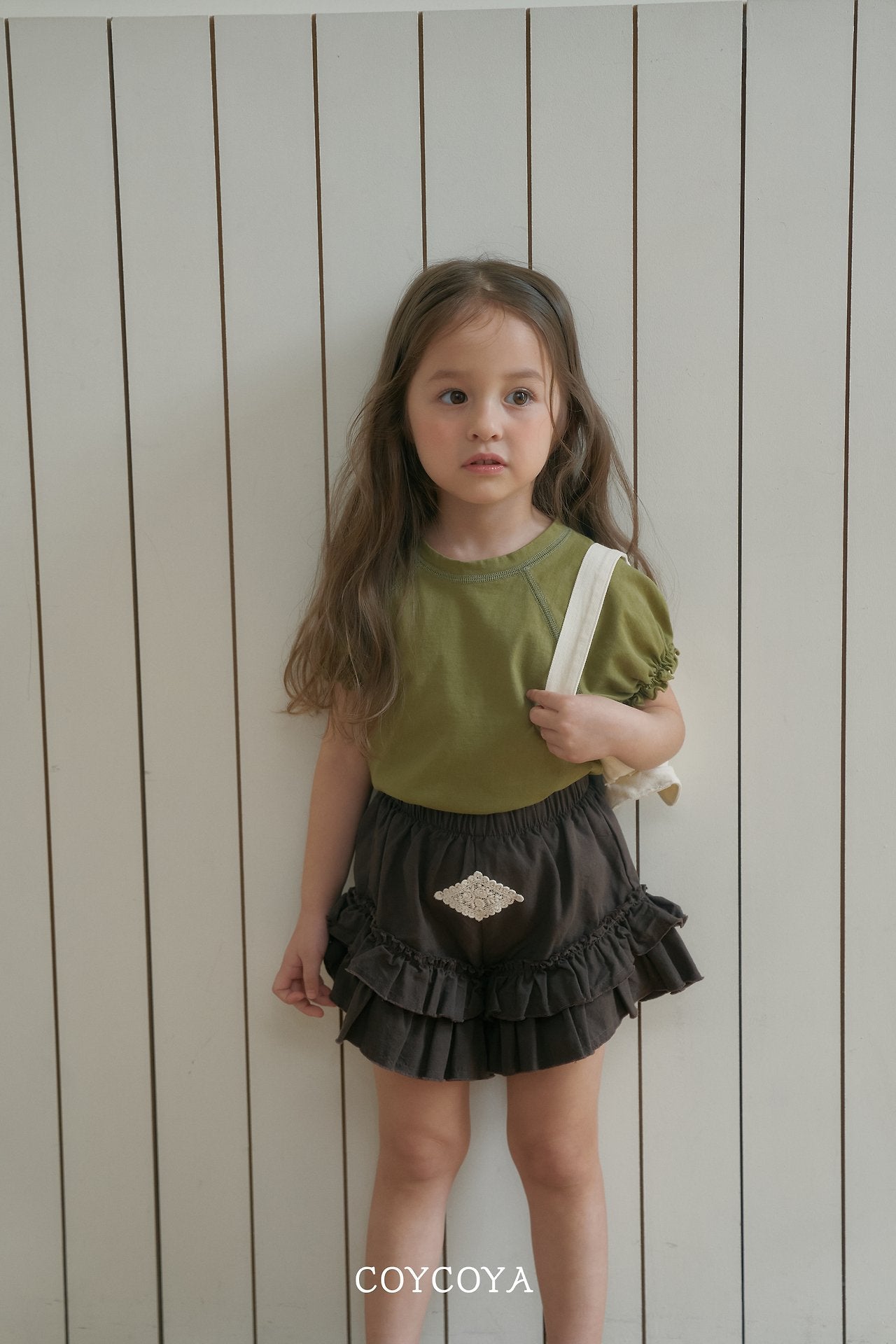 Matilda Ruffle Shorts Korean toddler shorts in brown made in Korea