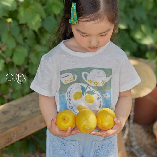 Maison Lemon T-Shirt Korean toddler t-shirt in ivory made in Korea