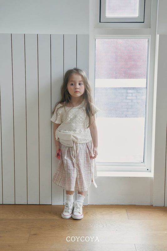 Maybe Check Long Skirt Korean toddler skirt in pink check made in Korea