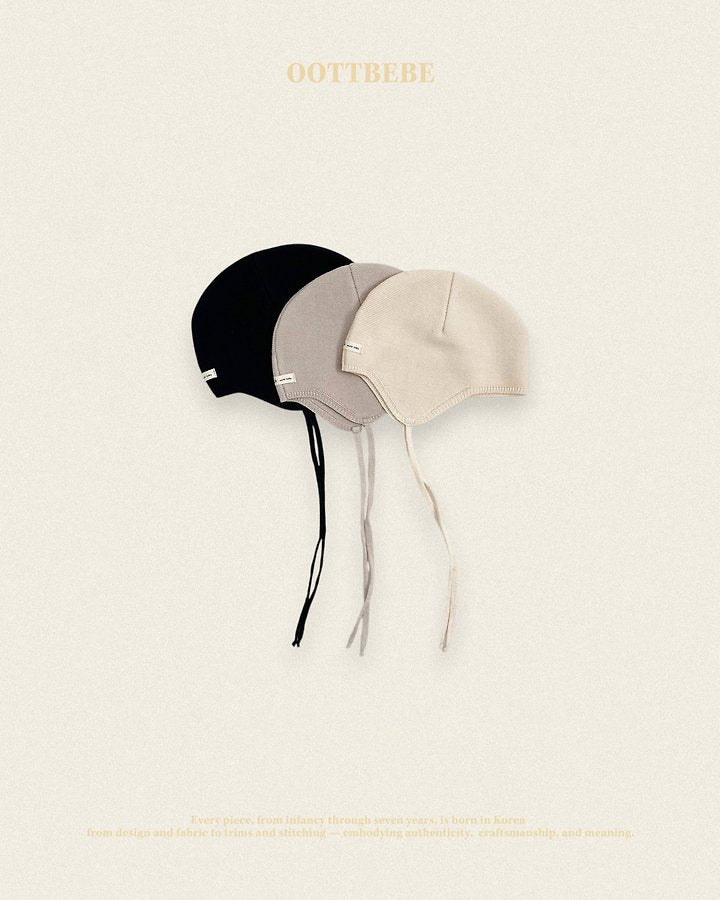 Basic Bonnet Korean infant accessory in cream made in Korea