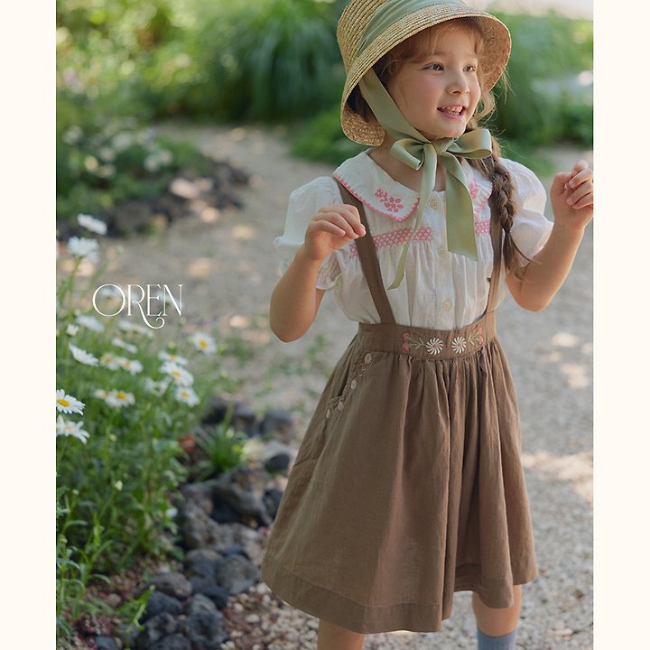 Brisa Jumper Skirt Korean toddler skirt in brown made in Korea