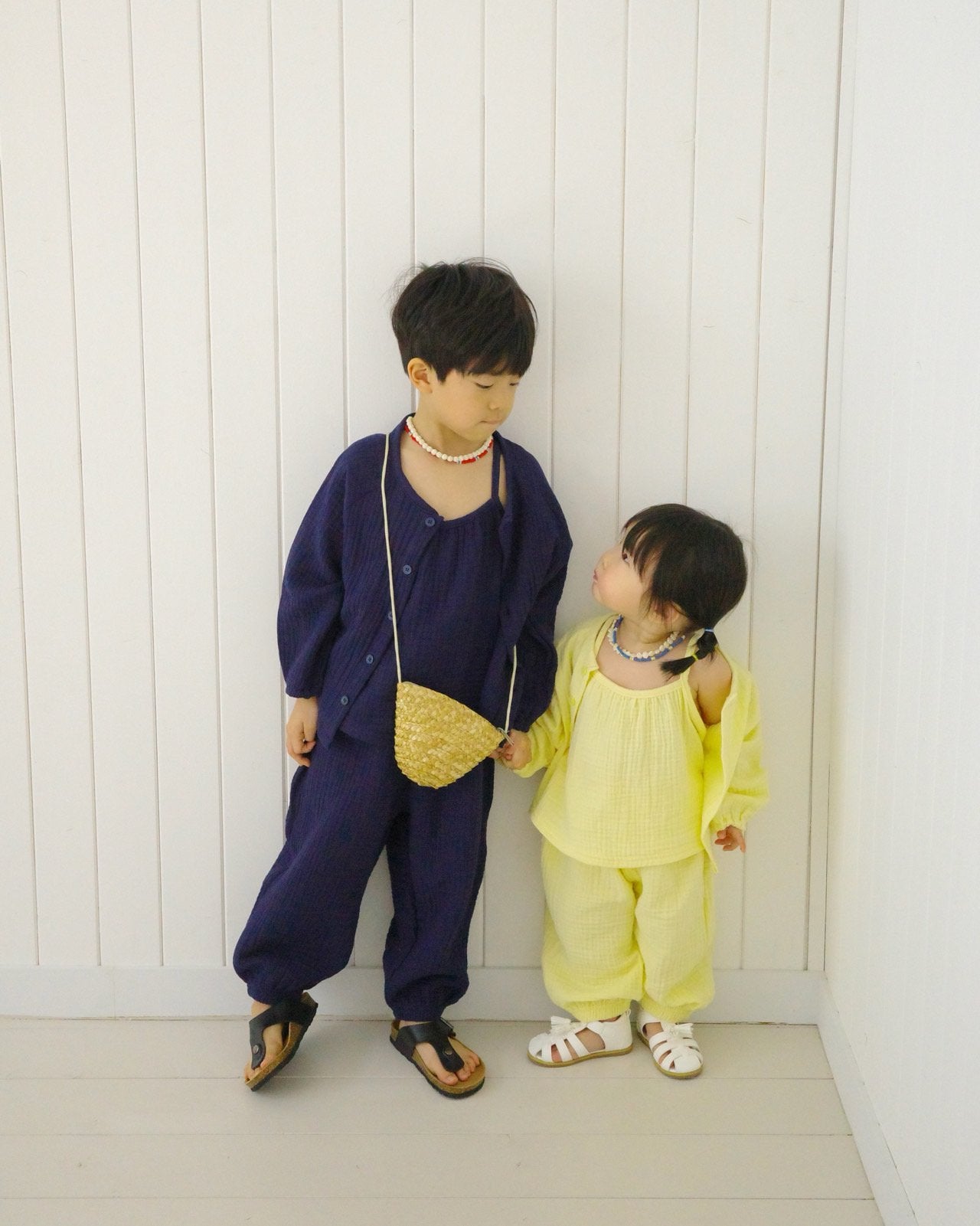 Crinkle Jogger Pants Korean toddler pants in lemon made in Korea