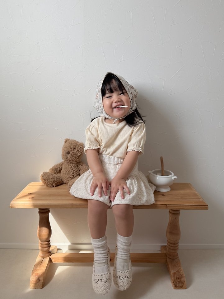Ive Torchon Lace Tee Korean infant t-shirt in cream made in Korea