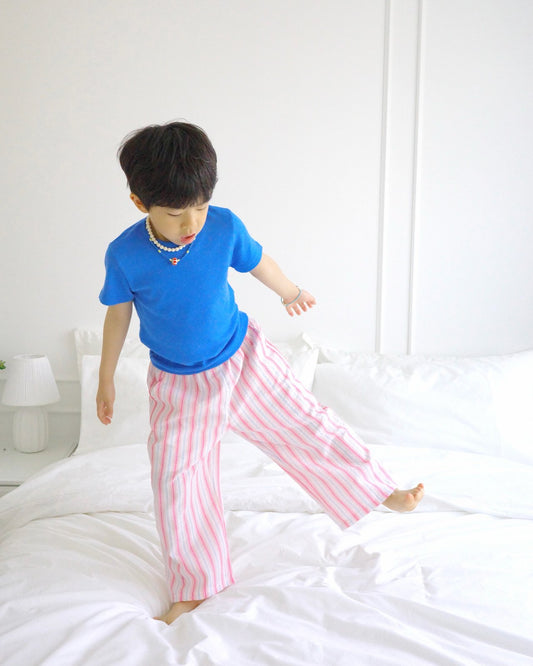 Stretchy Ribbed Tee Korean toddler t-shirt in olive made in Korea