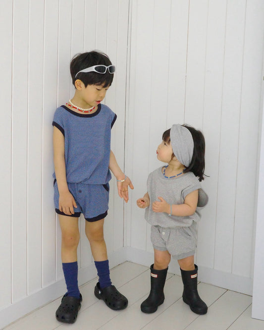 Cracker Box Tee Korean toddler t-shirt in heather made in Korea