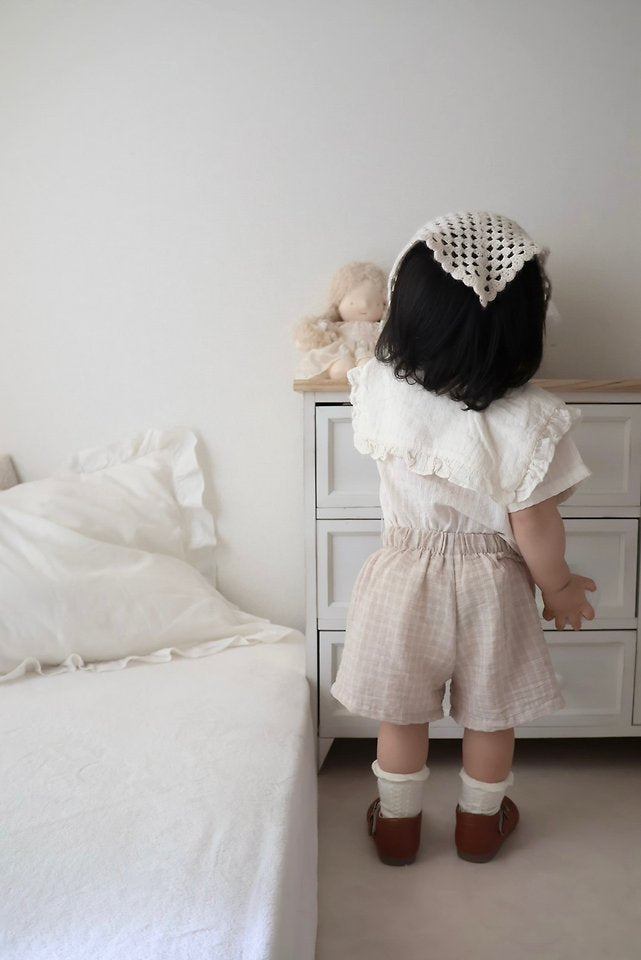 Checks Shorts Korean infant shorts in beige made in Korea
