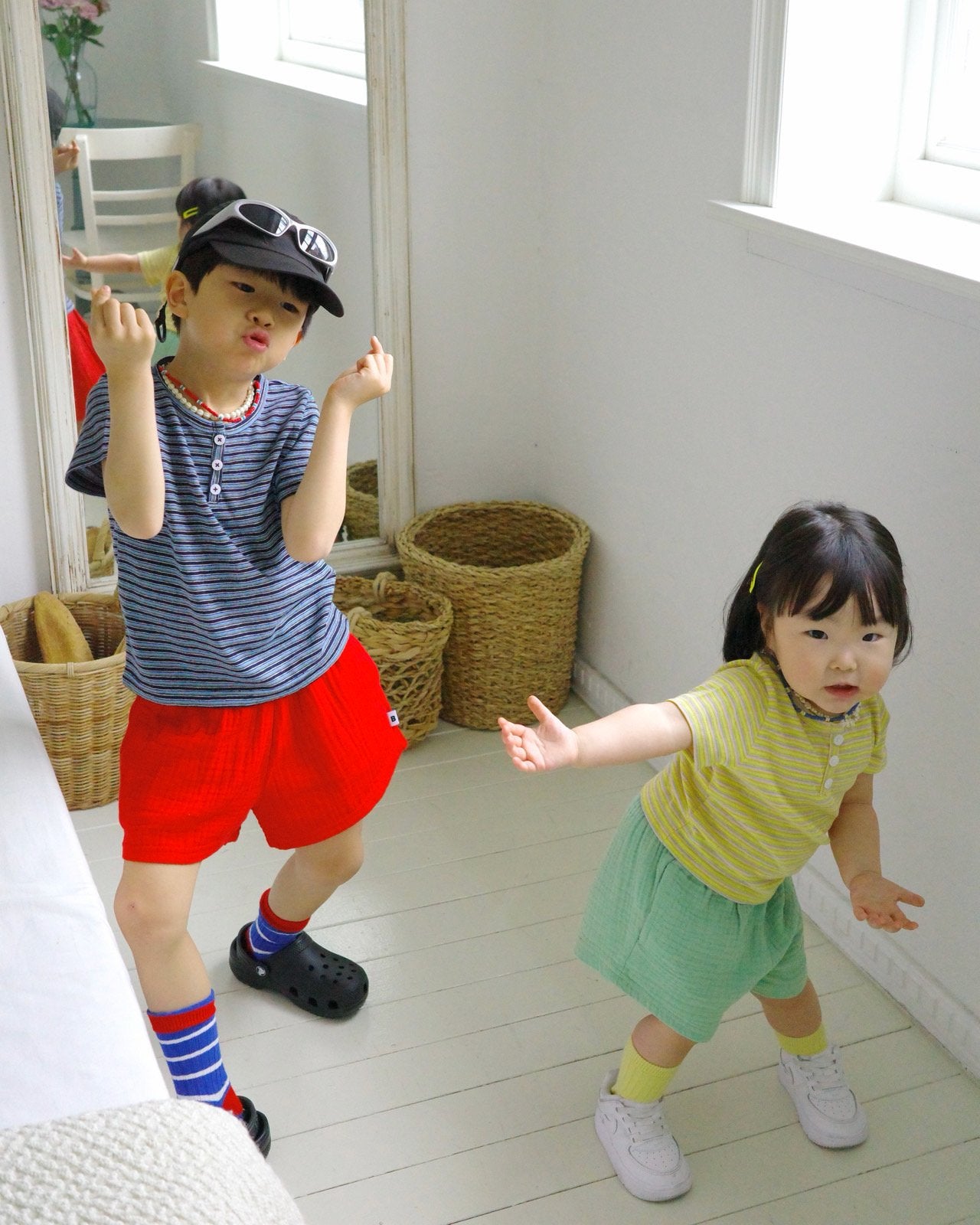 Crayon Tee Korean toddler t-shirt in blue made in Korea