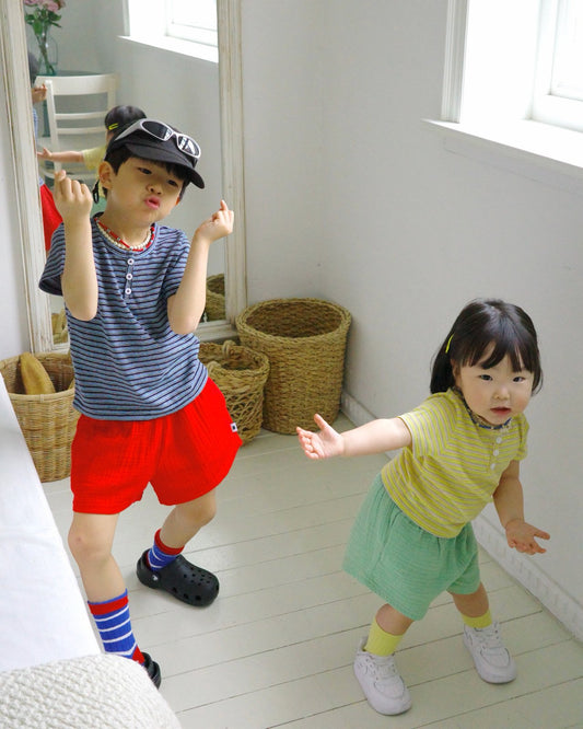Crayon Tee Korean toddler t-shirt in blue made in Korea