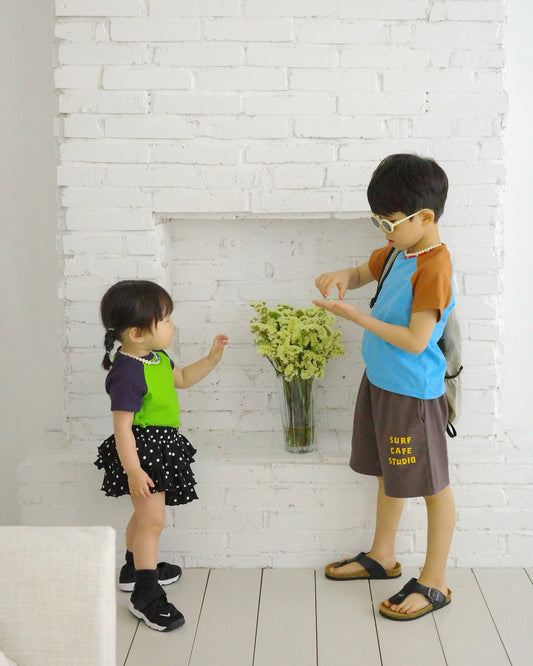 Raglan Shooting Tee Korean toddler t-shirt in sky blue made in Korea
