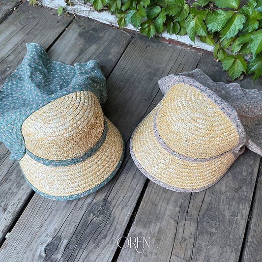Soleil Scarf Straw Hat Korean toddler accessory in 그린꽃 made in Korea