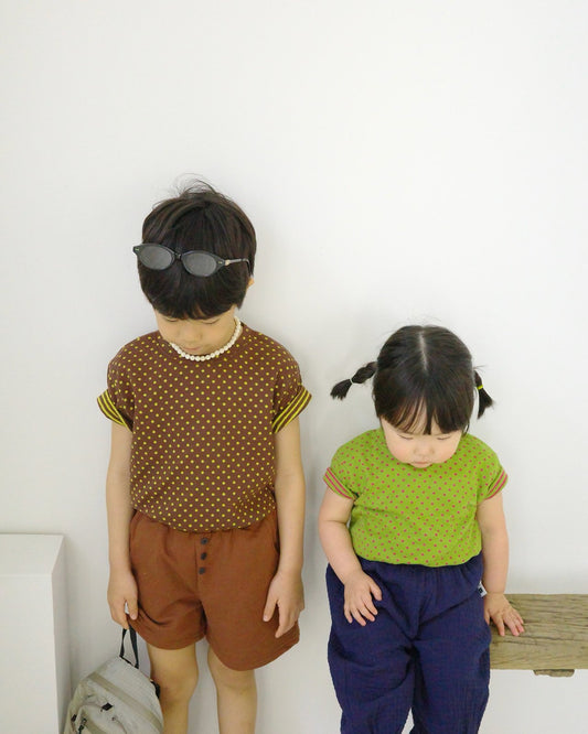 Twist Tee Korean toddler t-shirt in olive made in Korea