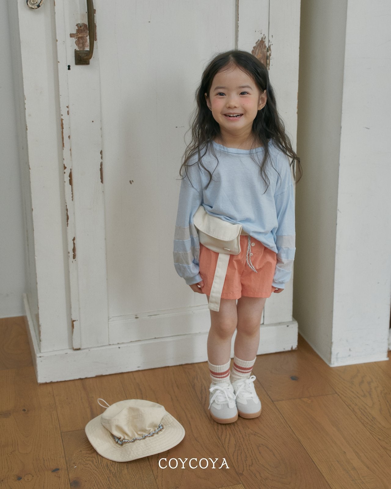 Wind Layered Shorts Korean toddler shorts in apricot made in Korea
