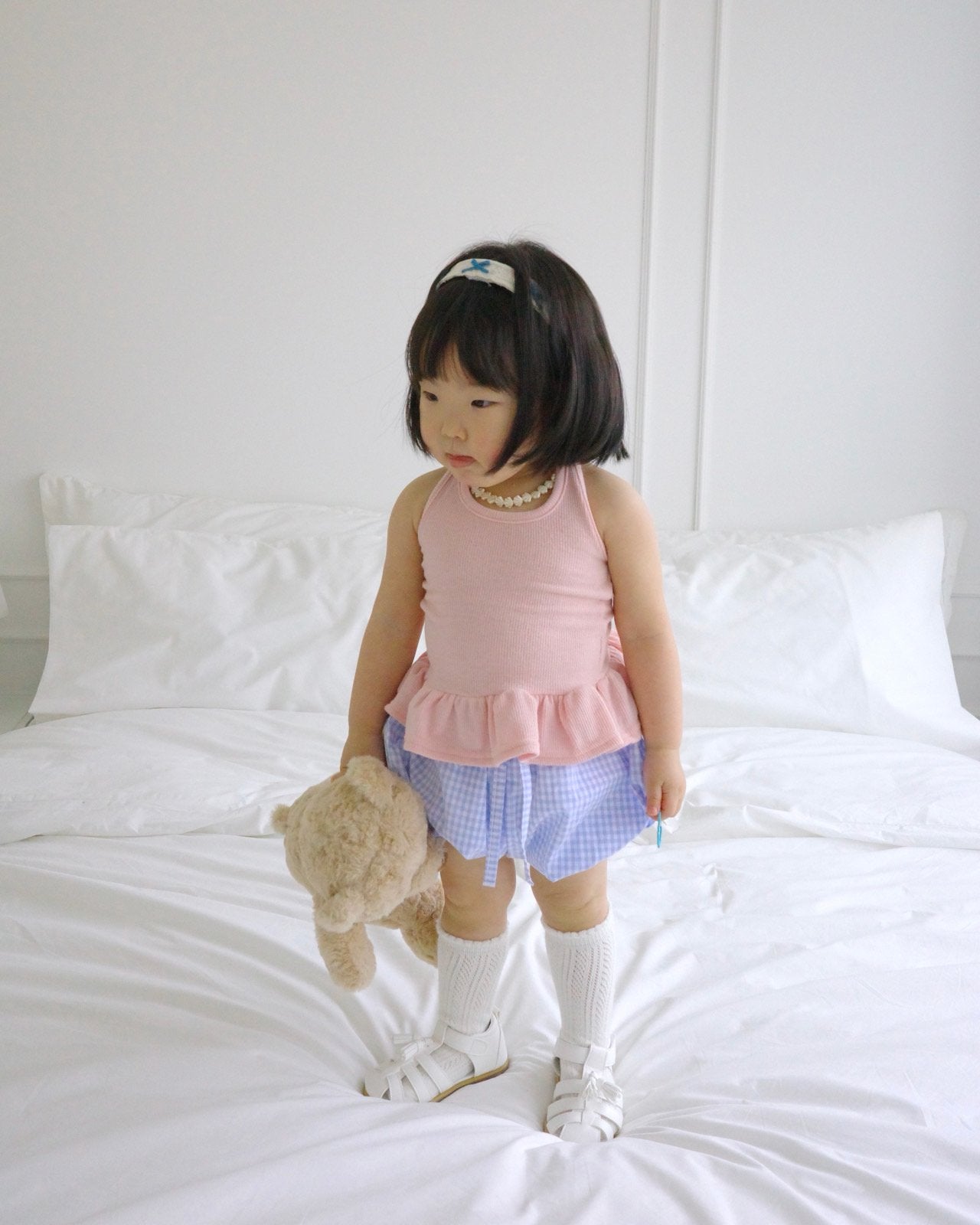 Ruffle Halter-Neck Tee Korean toddler t-shirt in charcoal made in Korea