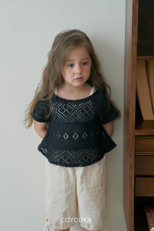 Crochet Top Korean toddler tops in cream made in Korea