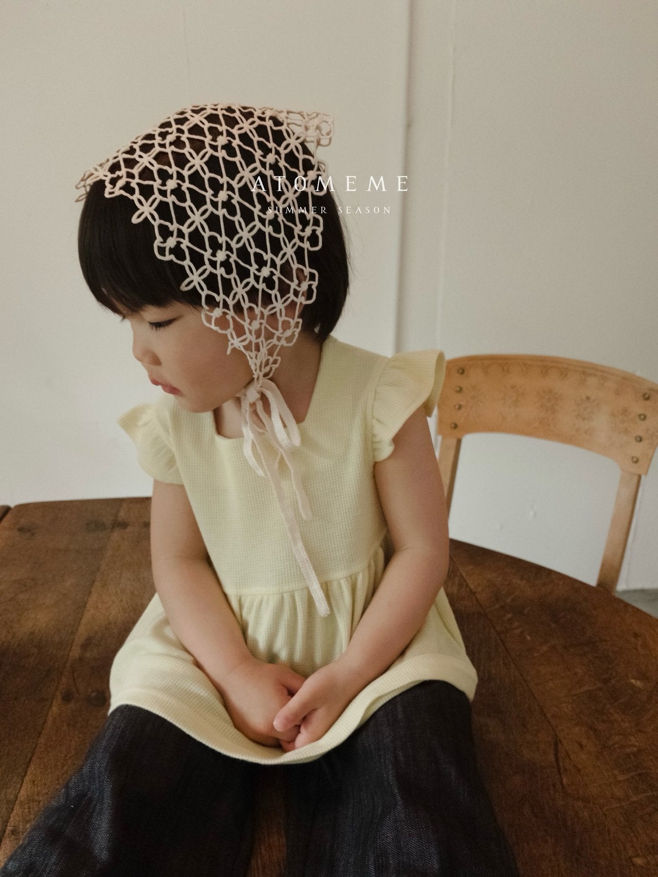 Rib Waffle Tee Korean toddler t-shirt in ivory made in Korea