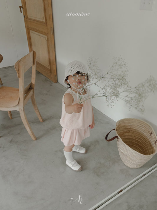 Lulu Knit Bucket Hat Korean toddler accessory in ivory made in Korea
