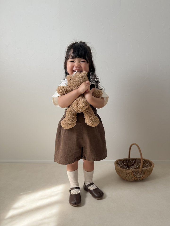 Linen Overalls Korean infant overall in beige made in Korea