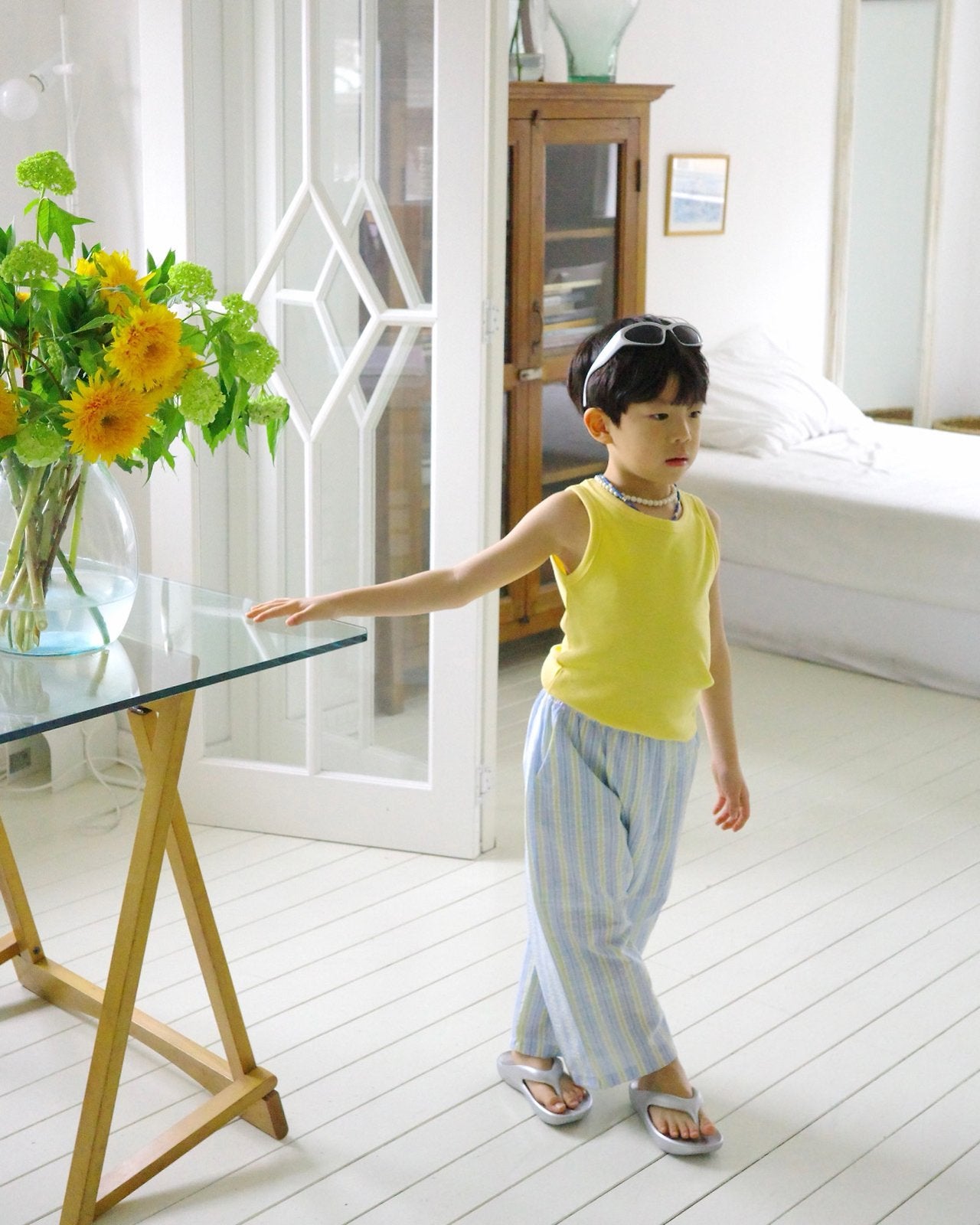 Vivid Sleeveless Top Korean toddler tank top in yellow made in Korea