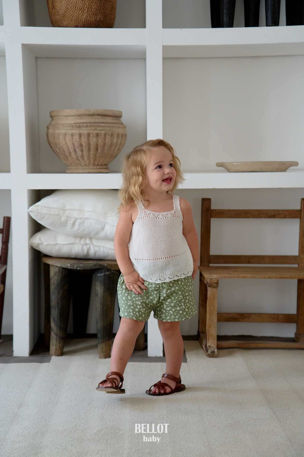 Bebe Lala Tank Top Korean infant tank top in khaki made in Korea