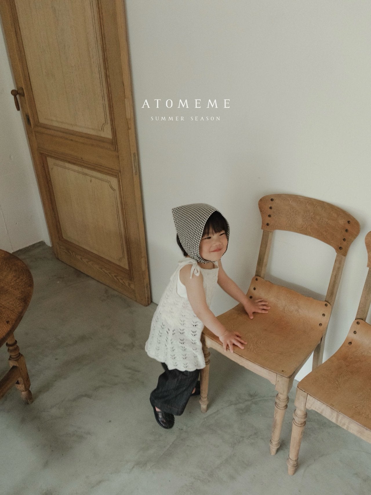 Muse Check Scarf Korean toddler accessory in sky blue made in Korea