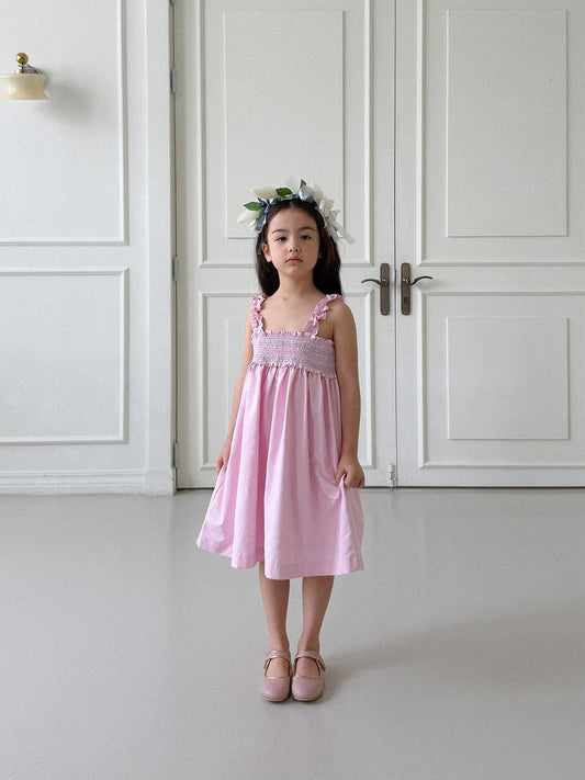 Air Smocked Dress Korean toddler dress in pink made in Korea