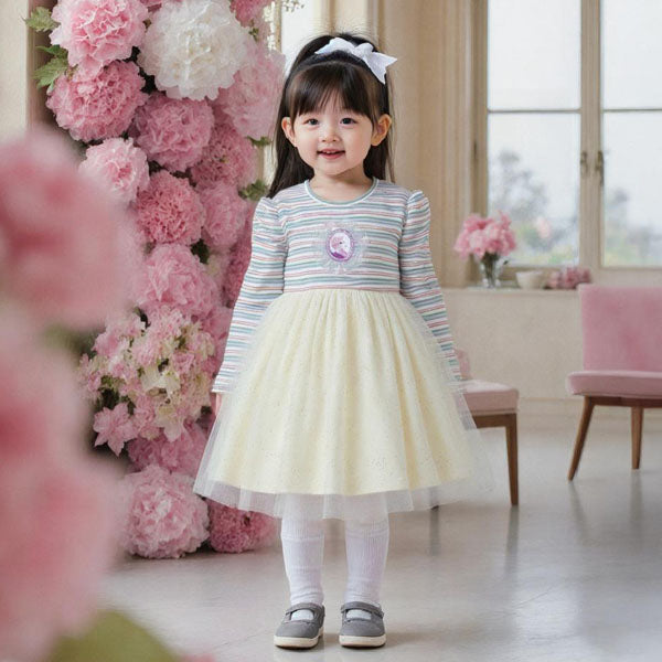 Knit Sweater Sparkle Pearl Dress Korean toddler dress in ivory made in Korea