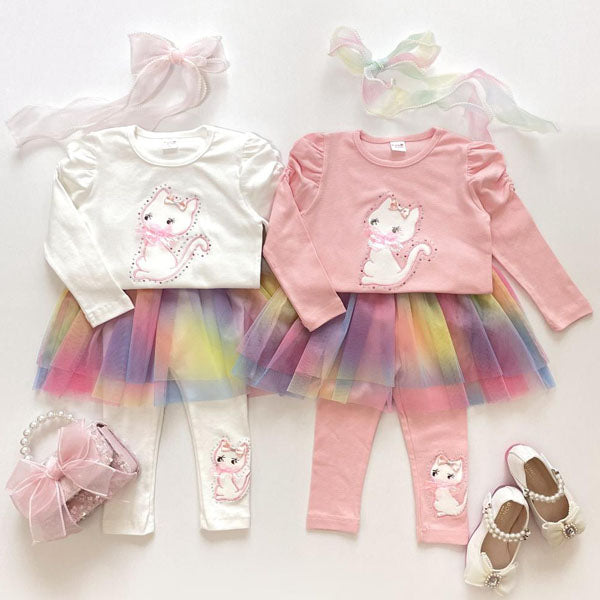 French Top & Bottom Set Korean toddler set in ivory made in Korea