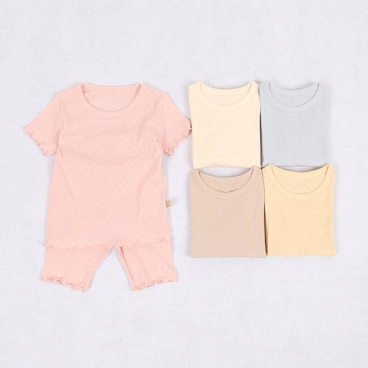 SS Luna Top & Bottom Set Korean toddler loungewear in cream made in Korea