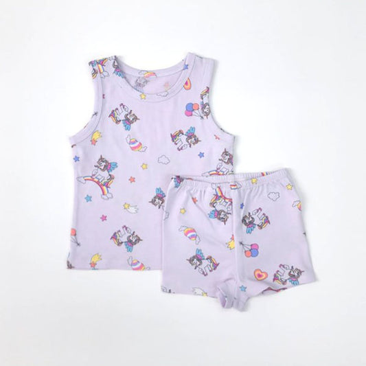 SS Stella Unicorn Tank Top & Bottom Set Korean toddler loungewear in white made in Korea