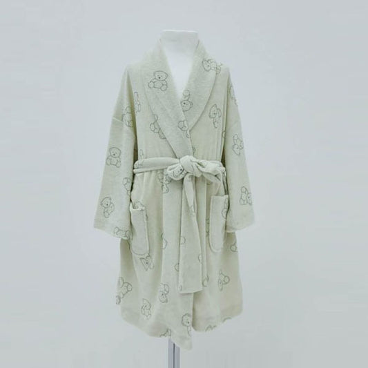 SS Bear Terry Robe Korean toddler loungewear in cream made in Korea