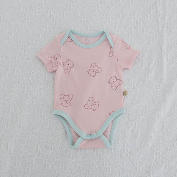 SS Lime Bear Bodysuit Korean infant bodysuit in white made in Korea