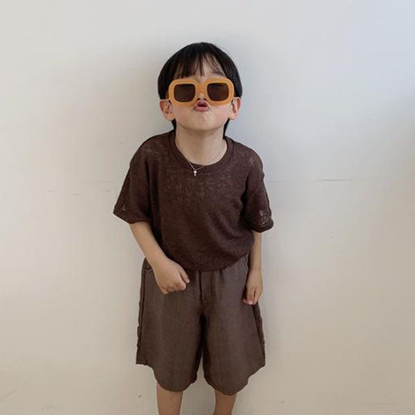 Knit Label Tee Korean toddler t-shirt in chestnut made in Korea