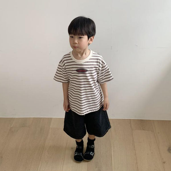 Continue Stripe Tee Korean toddler t-shirt in navy made in Korea